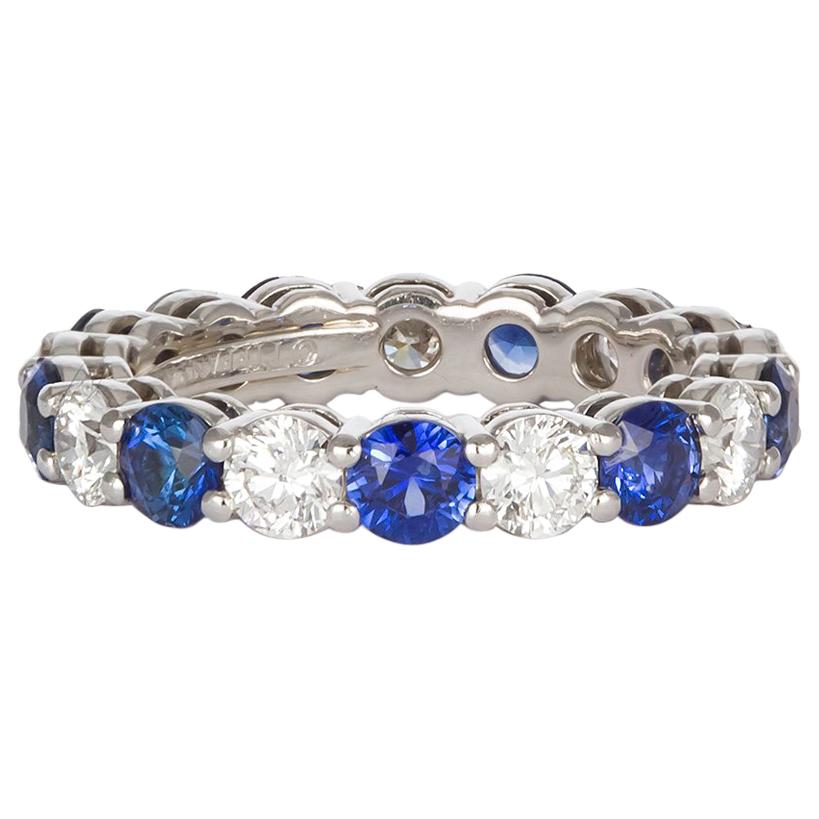 Tiffany & Co. Platinum Diamond & Sapphire Tiffany Embrace Band Ring 
