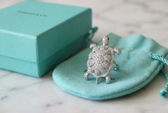 Tiffany & Co. Platinum Diamond & Sapphire Turtle Pin Brooch