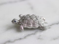 Tiffany & Co. Platinum Diamond & Sapphire Turtle Pin Brooch