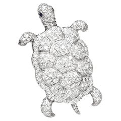 Tiffany & Co. Platinum Diamond & Sapphire Turtle Pin Brooch