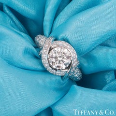 Tiffany & Co. Platinum Diamond Schlumberger Engagement Ring