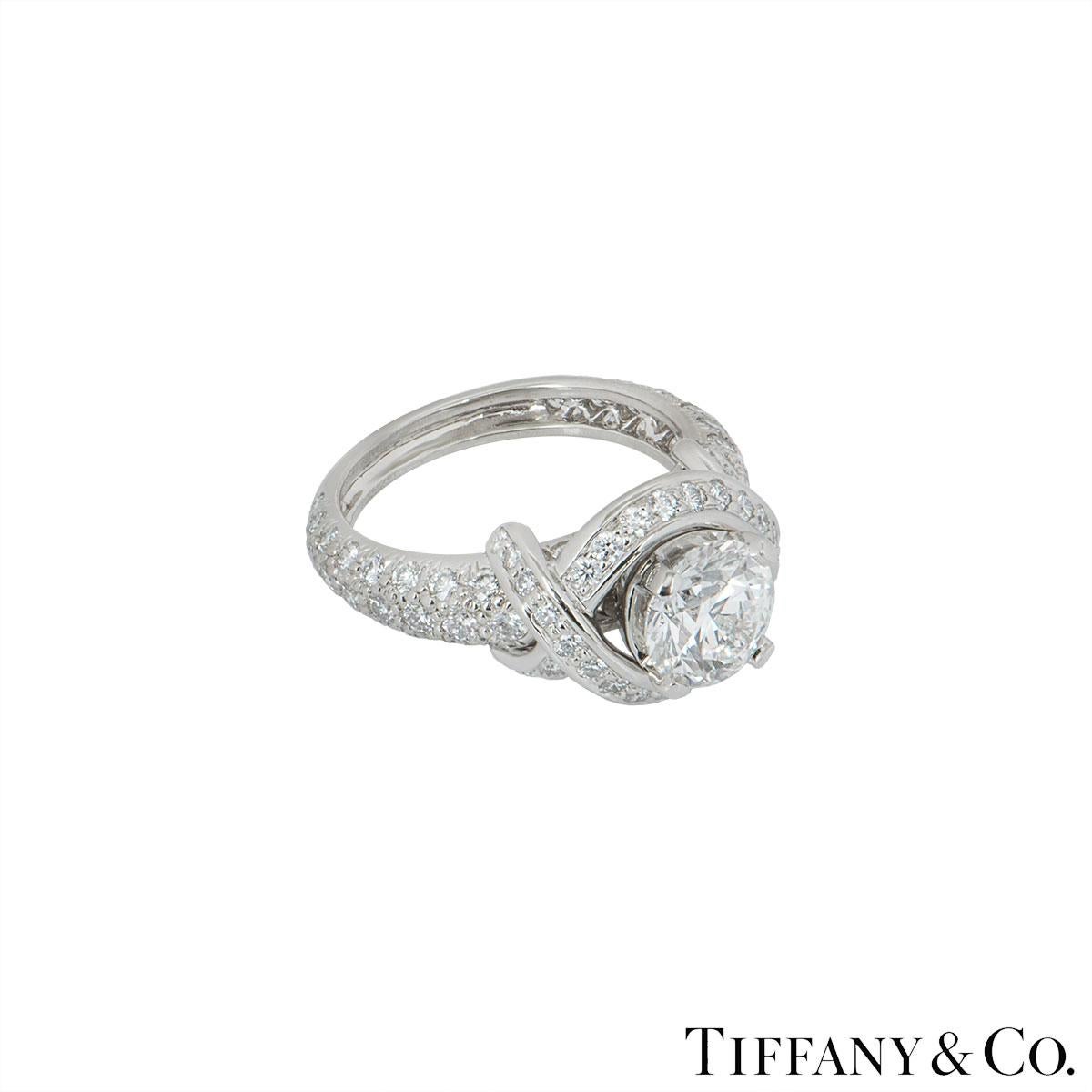 Round Cut Tiffany & Co. Platinum Diamond Schlumberger Engagement Ring