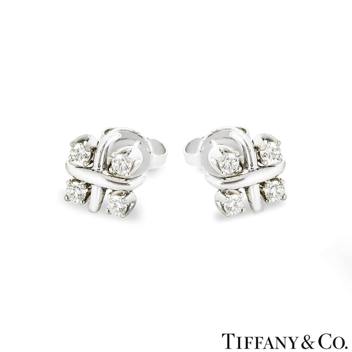 Tiffany & Co. Schlumberger Lynn-Ohrringe aus Platin mit Platin und Diamant 0,29 TDW 60108173 im Zustand „Hervorragend“ im Angebot in London, GB