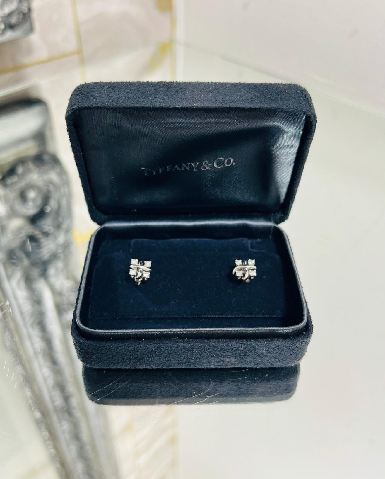 Tiffany & Co Platinum Diamond Schlumberger Lynn Earrings 4