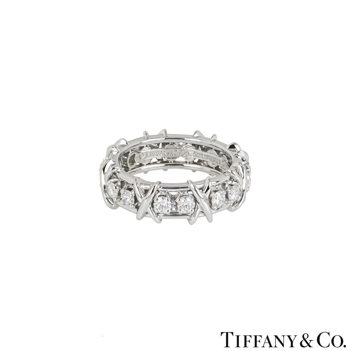 Tiffany & Co. Platinum Diamond Schlumberger Sixteen Stone Ring In Excellent Condition In Mayfair, London, London