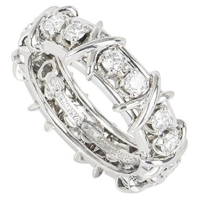Tiffany and Co. Platinum Diamond Schlumberger Sixteen Stone Ring at 1stDibs