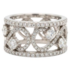 Tiffany & Co. Platinum Diamond Scroll Ring Discontinued Design