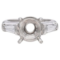 Tiffany & Co Platinum Diamond Semi-Mount Baguette Engagement Ring
