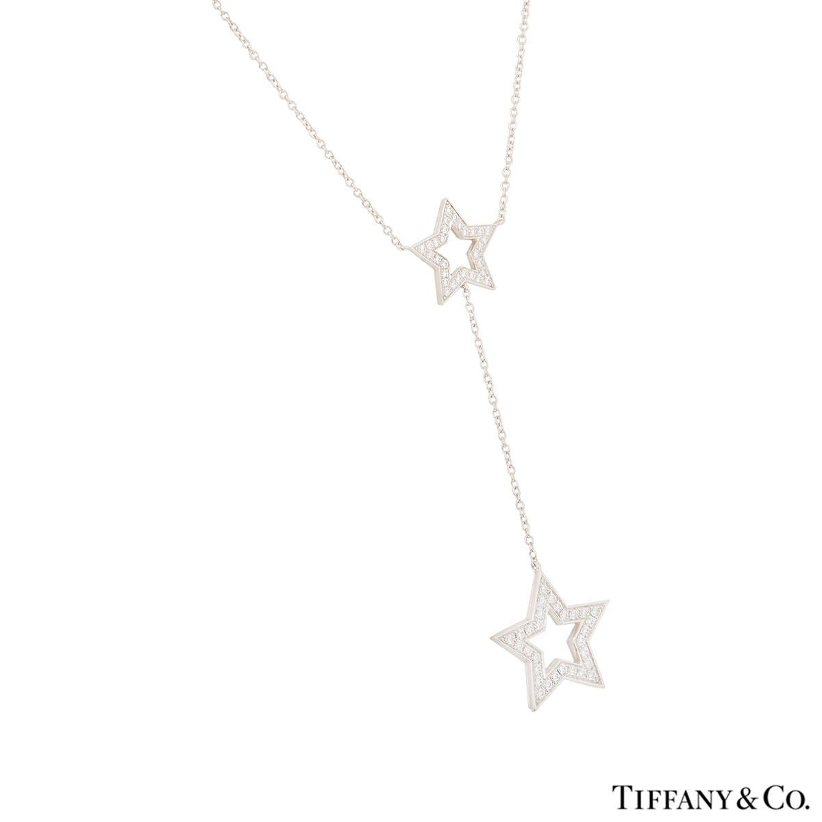 Tiffany & Co. Platinum Diamond Set Star Necklace .53 Carat In Excellent Condition In London, GB