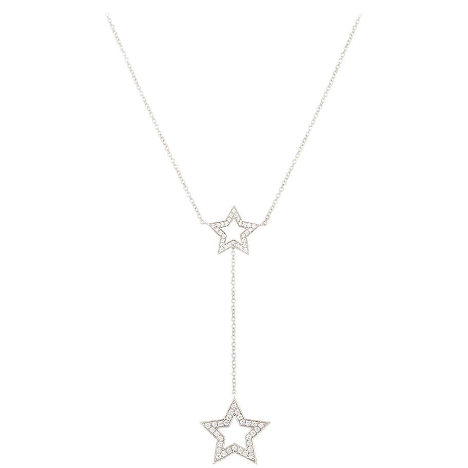 Tiffany & Co. Platinum Diamond Set Star Necklace .53 Carat