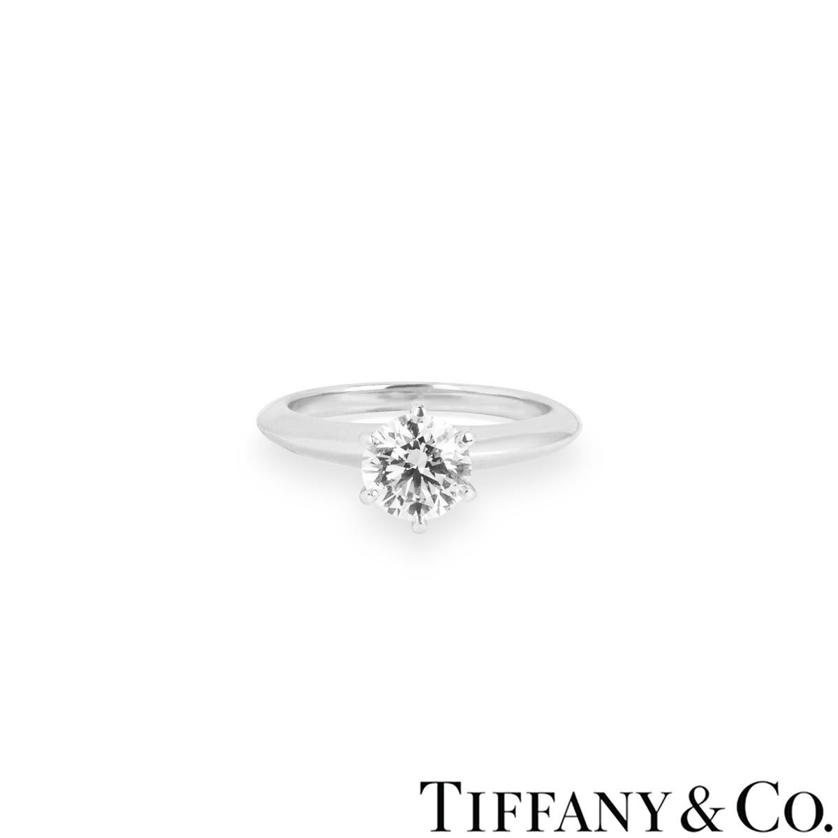 Round Cut Tiffany & Co. Platinum Diamond Setting Engagement Ring 1.16ct I/VVS1 XXX