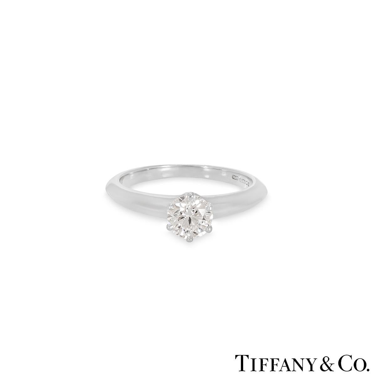 Round Cut Tiffany & Co. Platinum Diamond Setting Ring 0.57ct D/VVS2