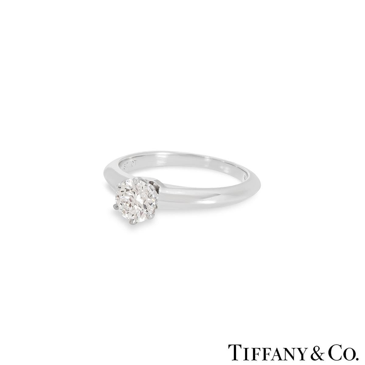 Tiffany & Co. Platinum Diamond Setting Ring 0.57ct D/VVS2 In Excellent Condition In London, GB