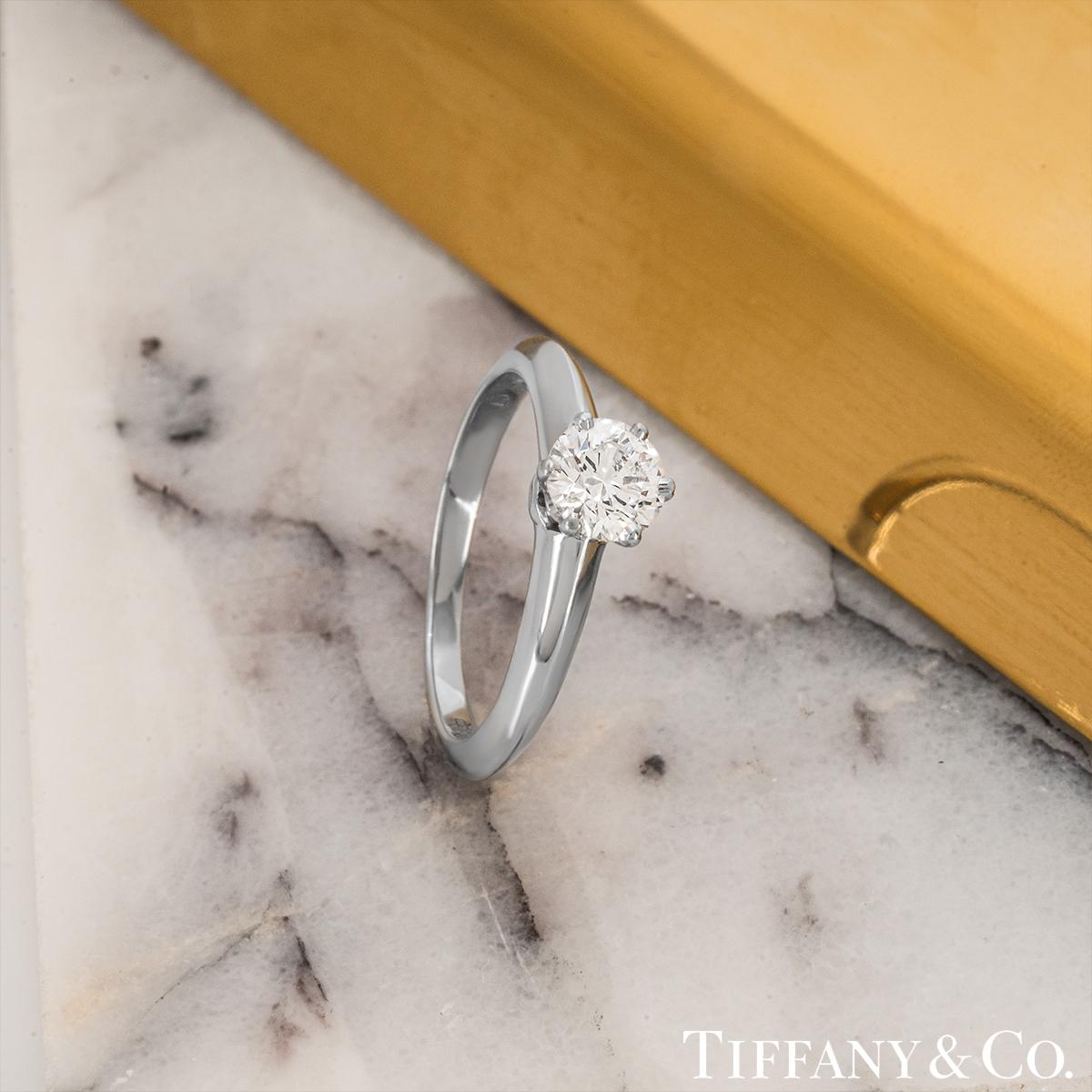 Tiffany & Co. Platinum Diamond Setting Ring 0.57ct D/VVS2 1