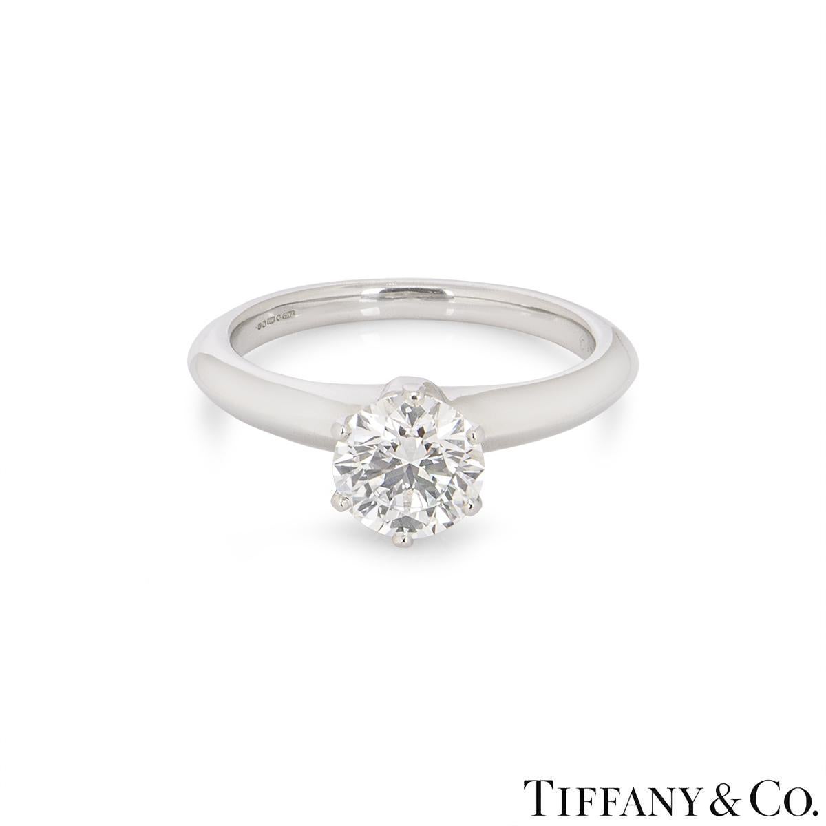 Tiffany & Co. Platin-Diamantring mit Fassung 1,08 Karat H/VS2 XXX (Rundschliff) im Angebot