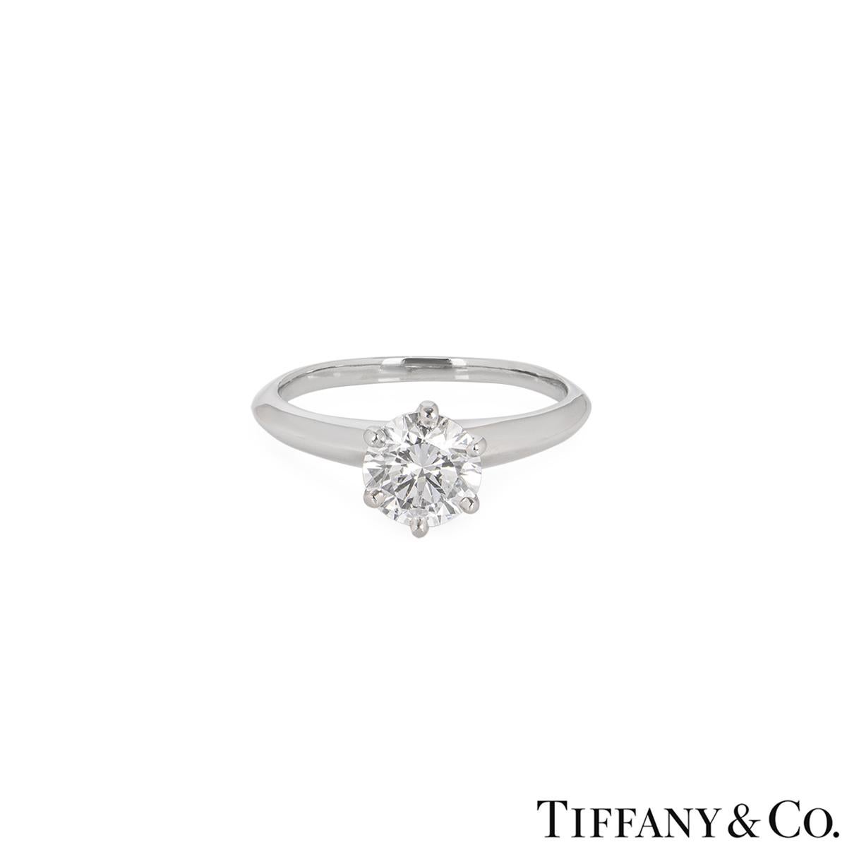 Tiffany & Co. Platin-Diamantring mit Fassung 1,11 Karat D/VS1 XXX (Rundschliff) im Angebot
