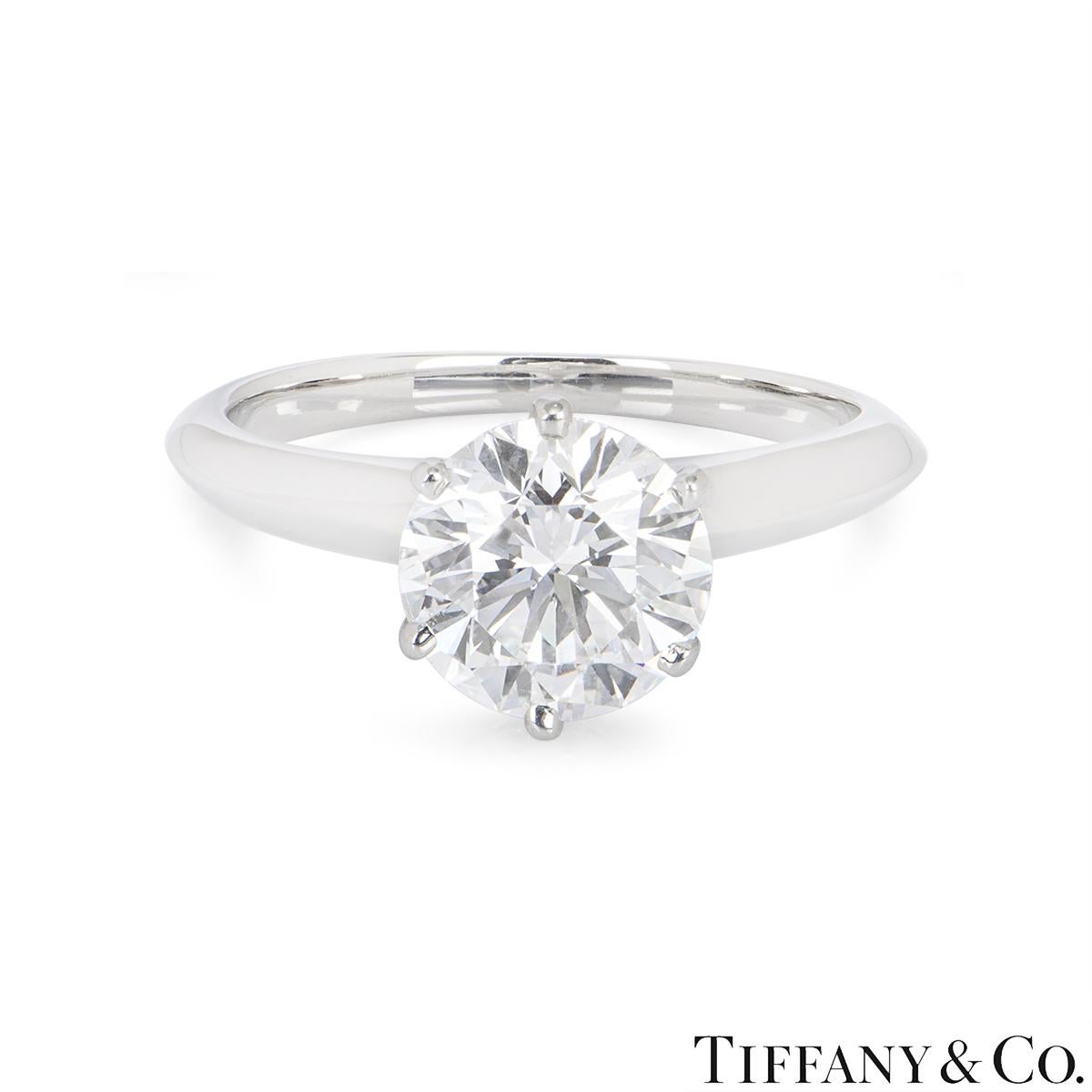 Brilliant Cut Tiffany & Co. Platinum Diamond Setting Ring 1.52ct D/VS2