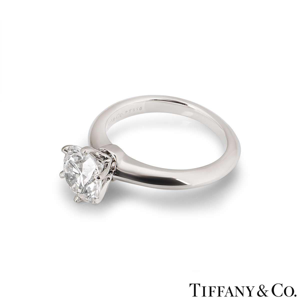 Round Cut Tiffany & Co. Platinum Diamond Setting Ring 1.53 Carat