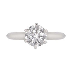 Tiffany & Co. Platinum Diamond Setting Solitaire Engagement Ring 1.27 Carat