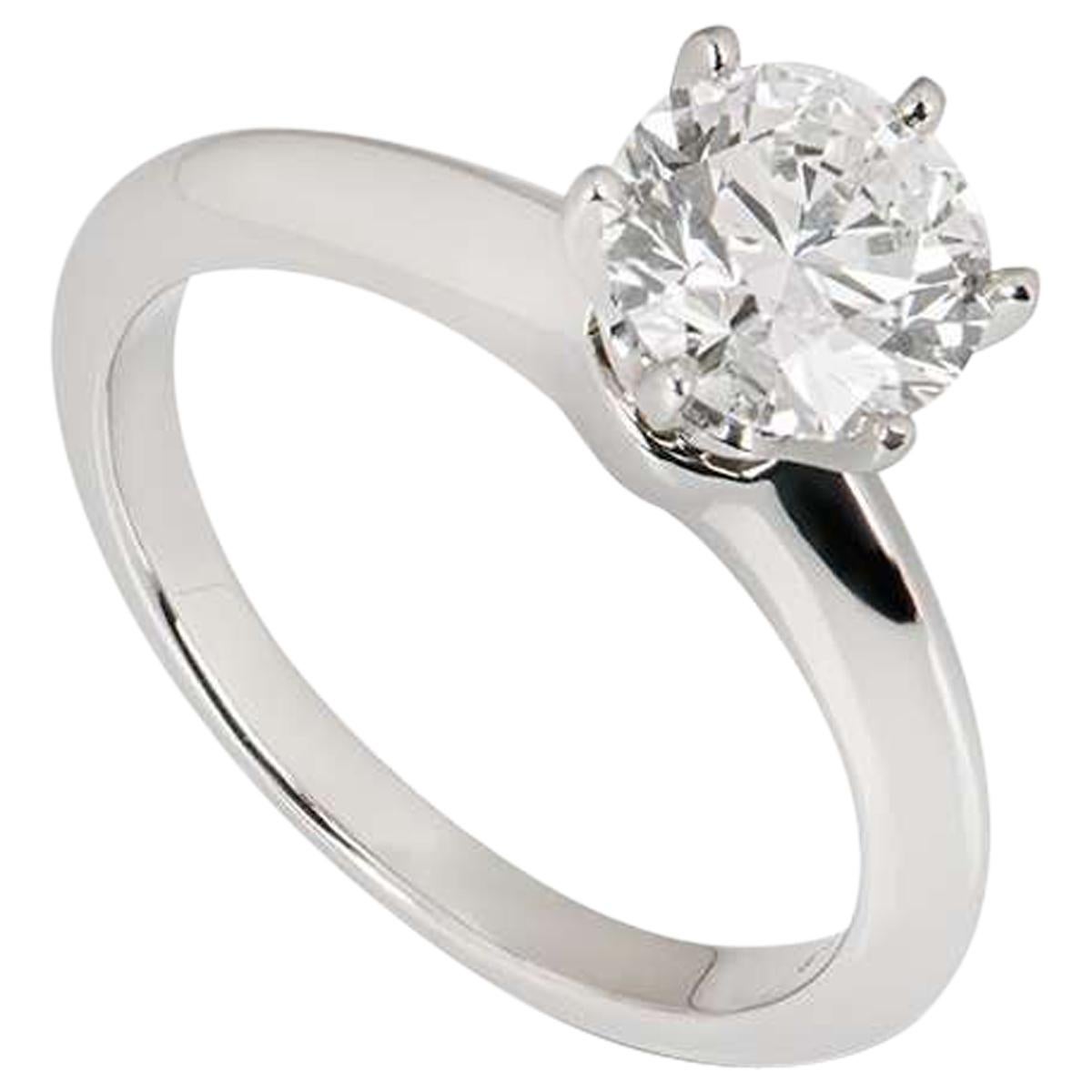 Tiffany & Co. Platinum Diamond Setting Solitaire Ring 1.31 Carat H/VS1