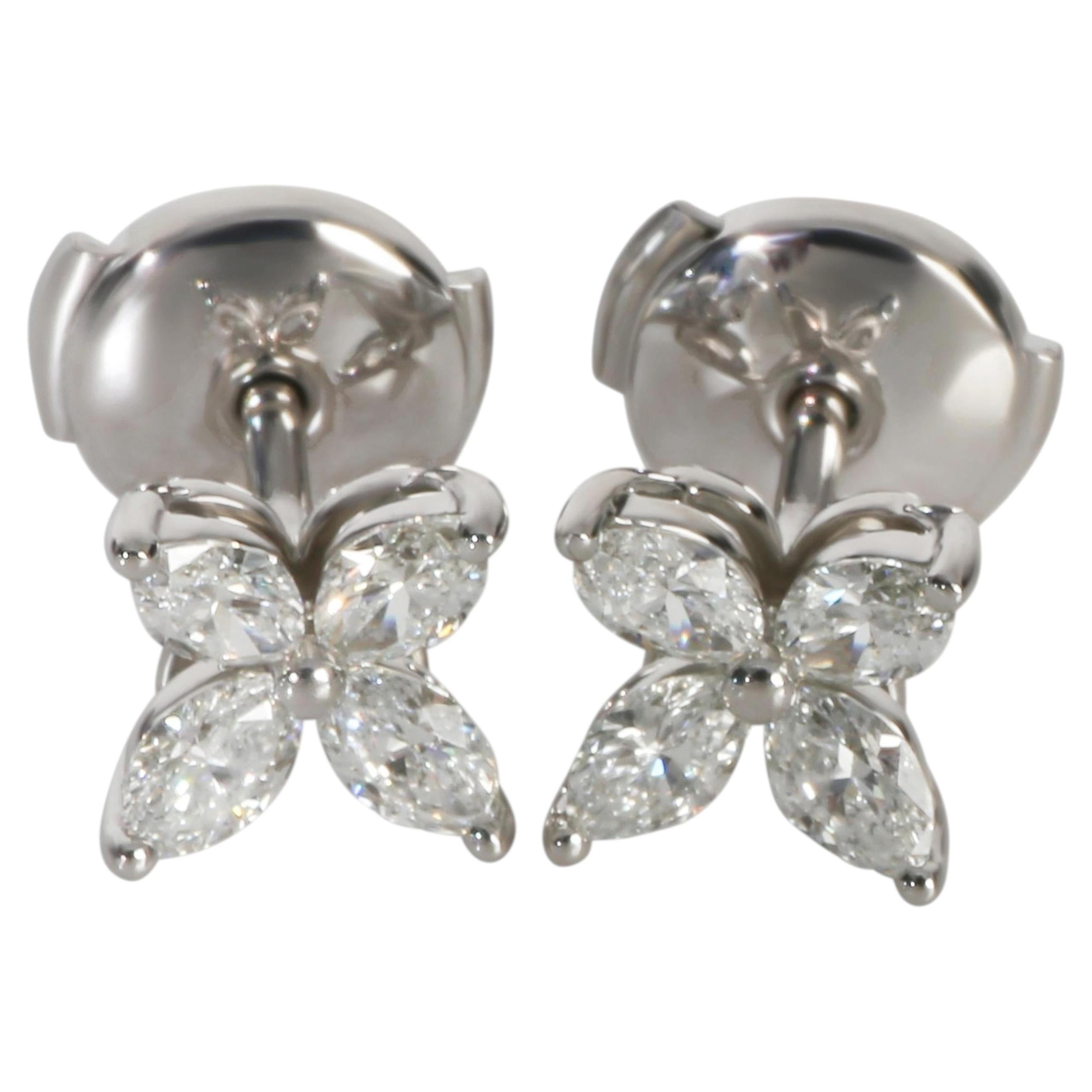 Tiffany & Co. Platinum Diamond Small Model Victoria Earrings