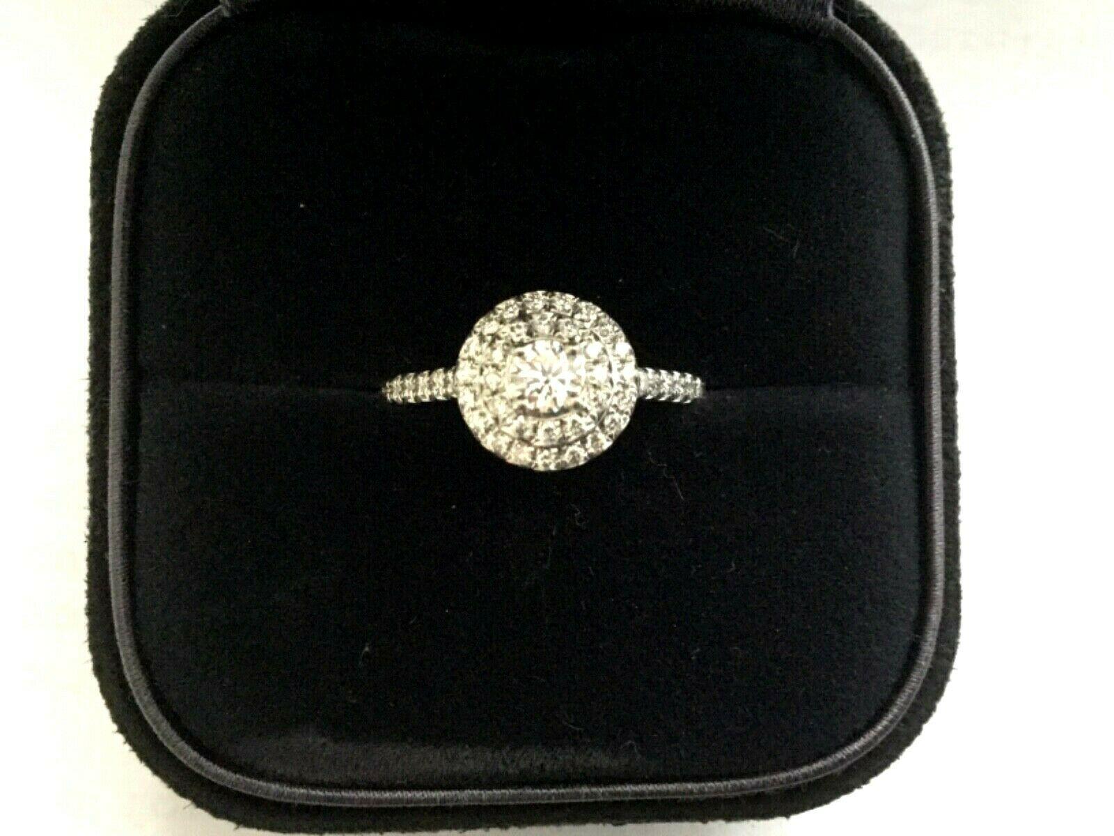 Round Cut Tiffany & Co. Platinum Diamond Soleste Engagement Ring .43 Total Carat Weight For Sale
