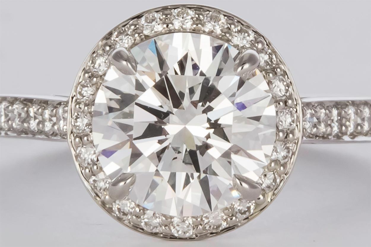 Modern Tiffany & Co. Platinum Diamond Embrace Halo Solitaire Ring GIA 2.02 Carat