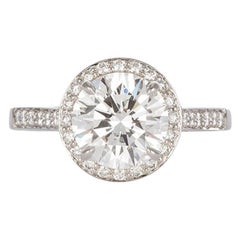 Tiffany & Co. Platinum Diamond Embrace Halo Solitaire Ring GIA 2::02 Karat