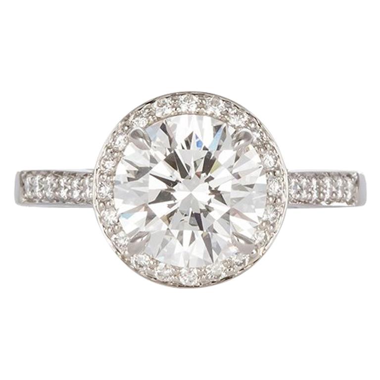 Tiffany and Co. Platinum Diamond Soleste Halo Solitaire Ring GIA 2.02 ...
