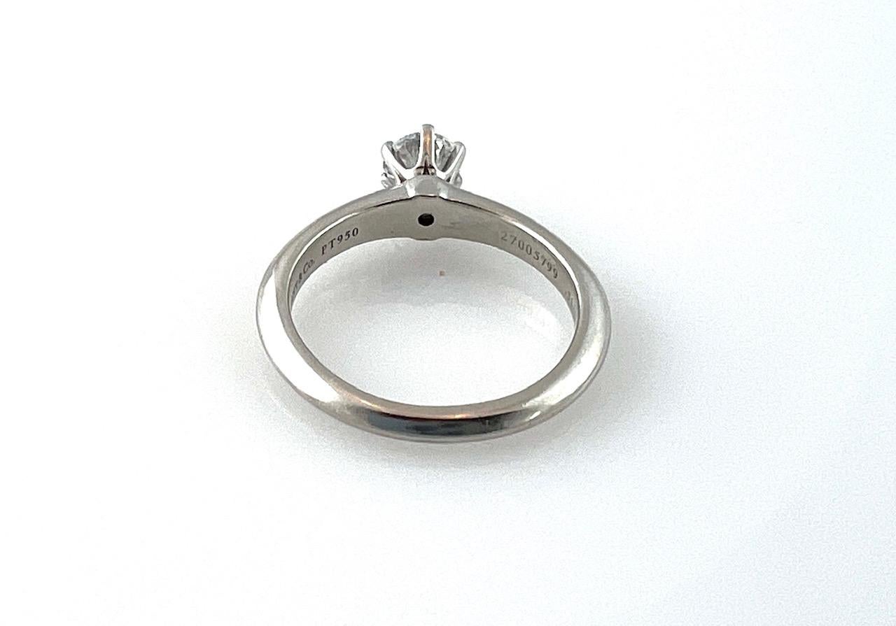 Women's Tiffany & Co. Platinum Diamond Solitaire .51ct VVS2 D Engagement Ring Box/Papers
