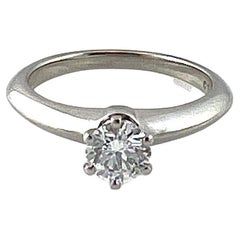 Tiffany & Co. Platinum Diamond Solitaire .51ct VVS2 D Engagement Ring Box/Papers