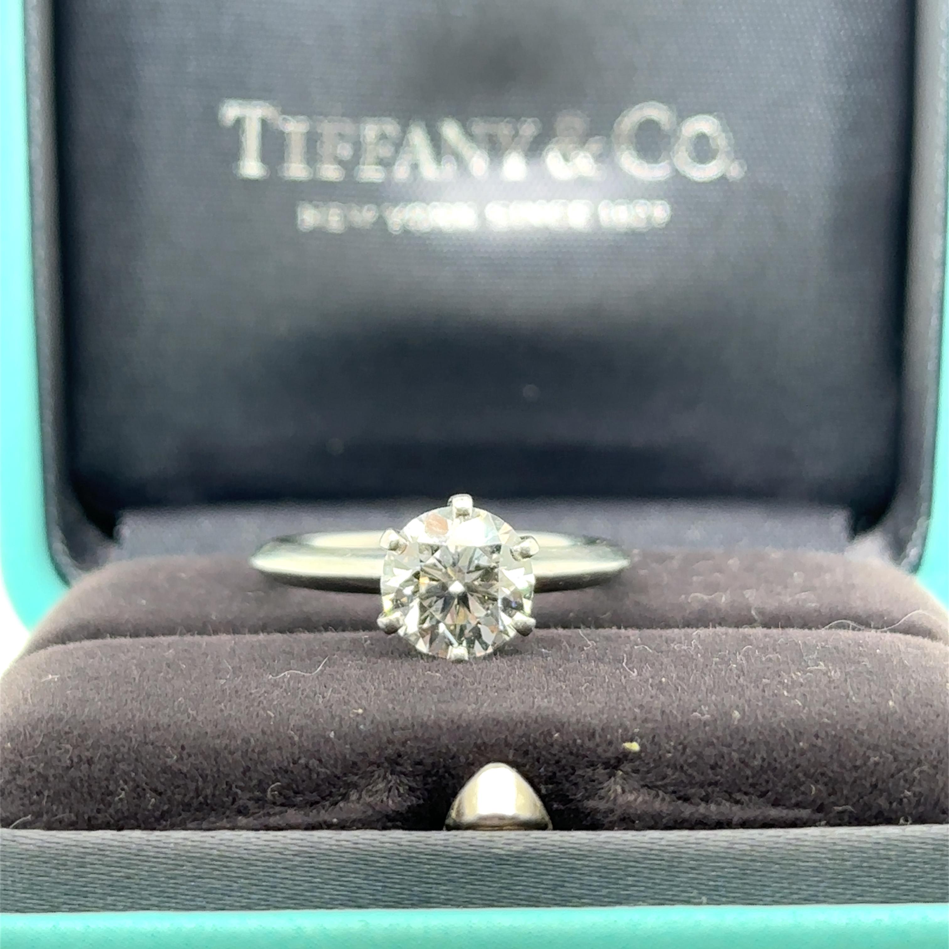 Tiffany & Co. Platinum Diamond Solitaire Engagement Ring 1.66ct 5.61g For Sale 5
