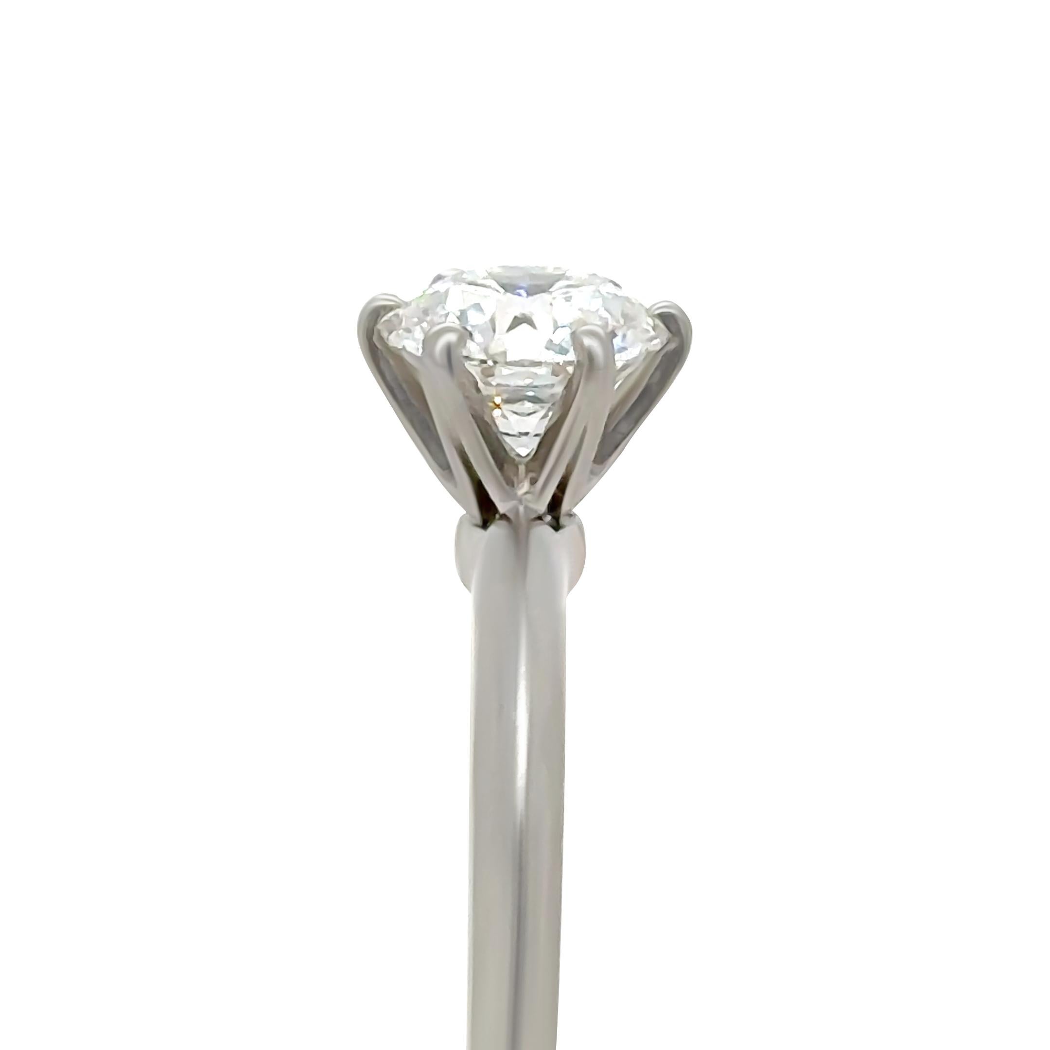 Women's Tiffany & Co. Platinum Diamond Solitaire Engagement Ring 1.66ct 5.61g For Sale