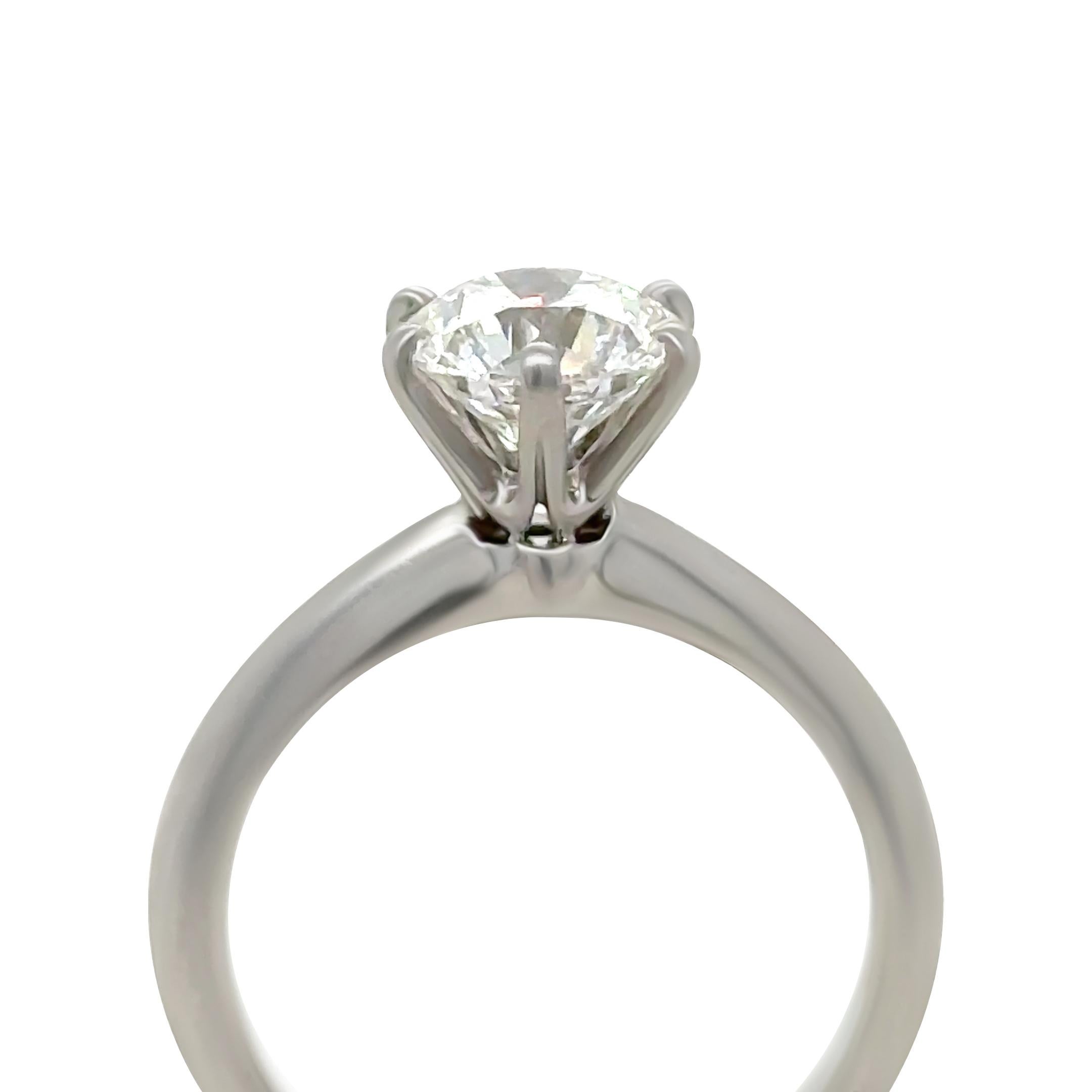 Tiffany & Co. Platinum Diamond Solitaire Engagement Ring 1.66ct 5.61g For Sale 1