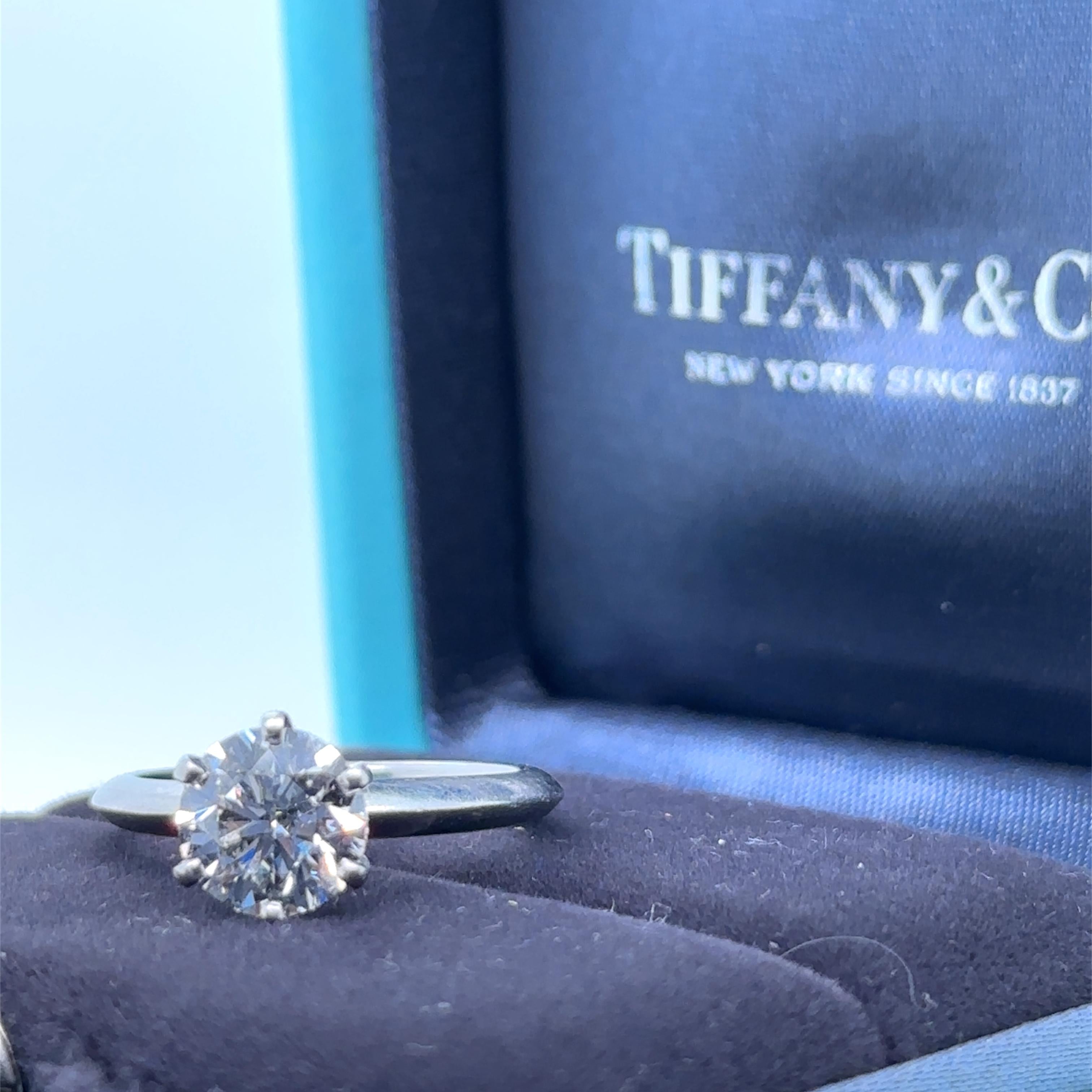 Tiffany & Co. Platinum Diamond Solitaire Engagement Ring 1.66ct 5.61g For Sale 3