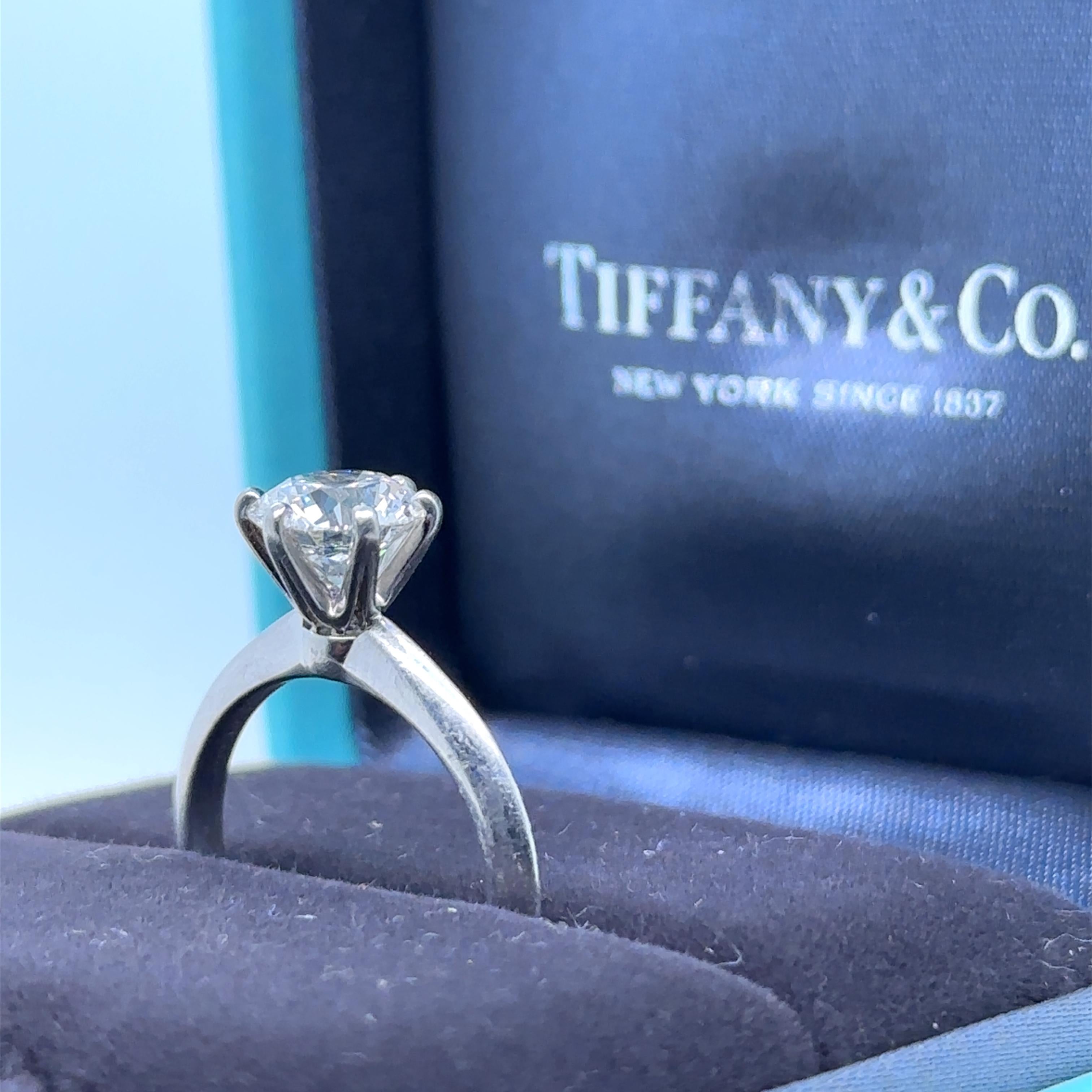 Tiffany & Co. Platinum Diamond Solitaire Engagement Ring 1.66ct 5.61g For Sale 4