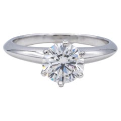 Tiffany & Co. Platinum Diamond Solitaire Engagement Ring w/ Round 1.05 cts. HVS1