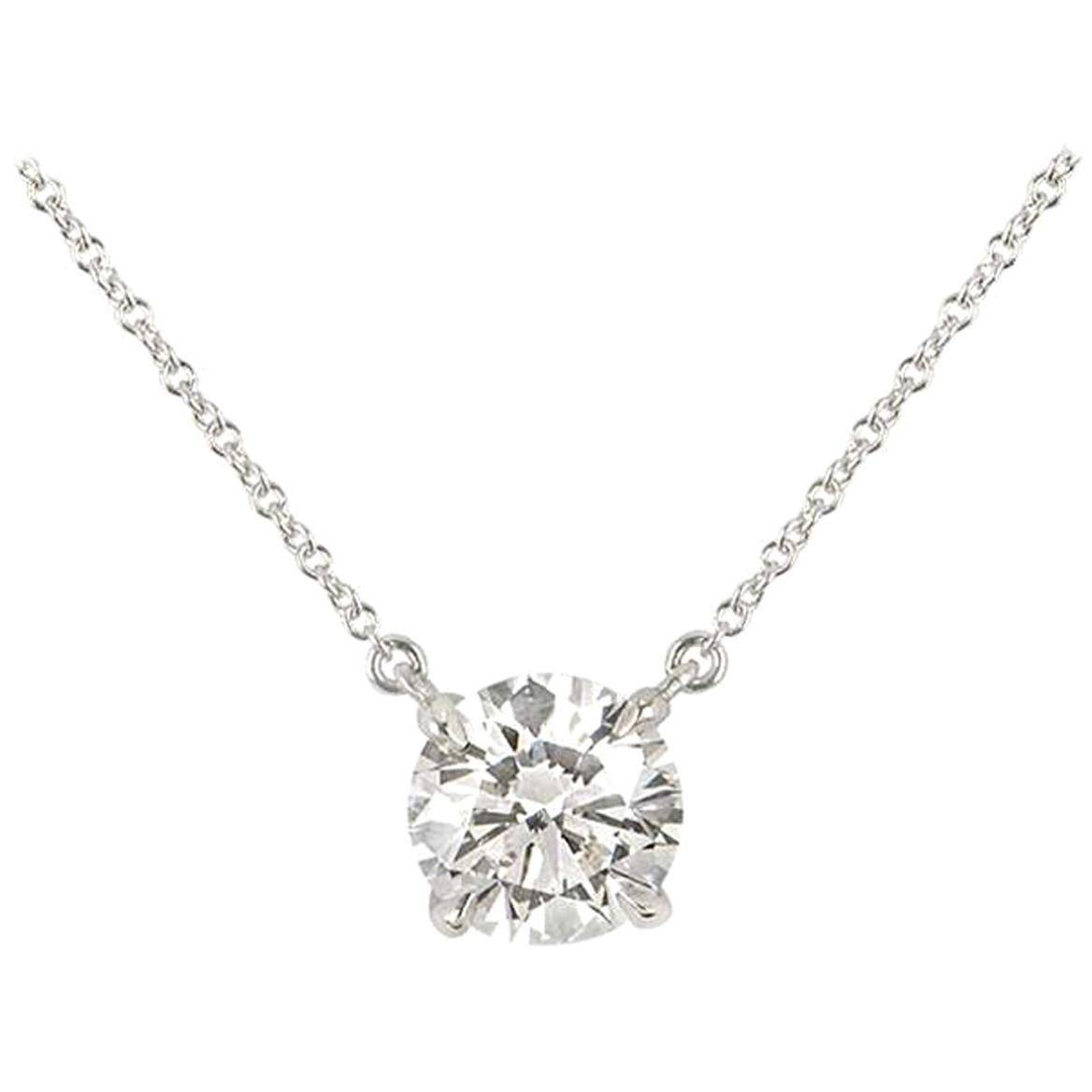 Tiffany & Co. Platinum Diamond Solitaire Pendant 2.01 Carat F/VS1 GIA Certified