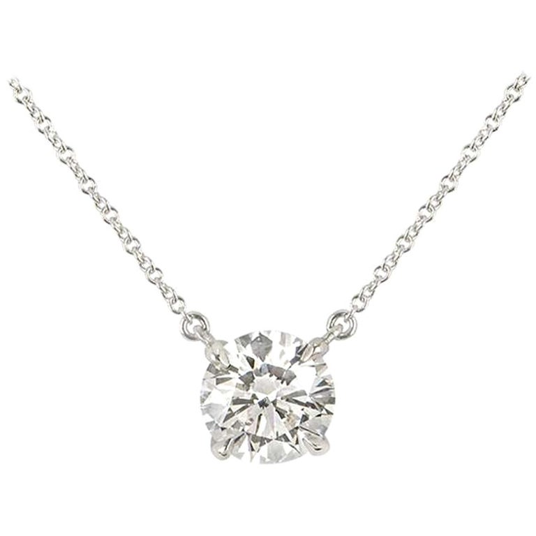 Tiffany & Co. Platinum Diamond Solitaire Pendant 2.01 Carat F/VS1 GIA Certified For Sale