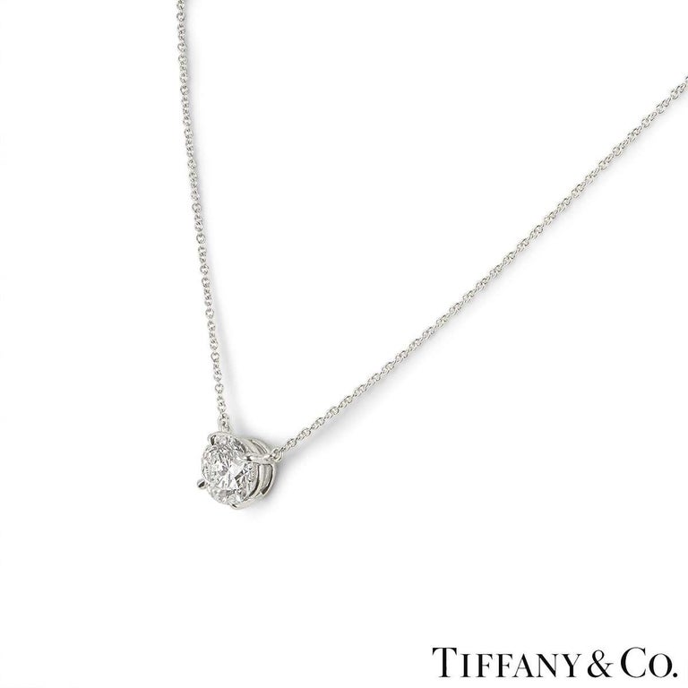 Tiffany & Co. Platinum Diamond Solitaire Pendant 2.01 Carat F/VS1 GIA Certified In Excellent Condition For Sale In London, GB