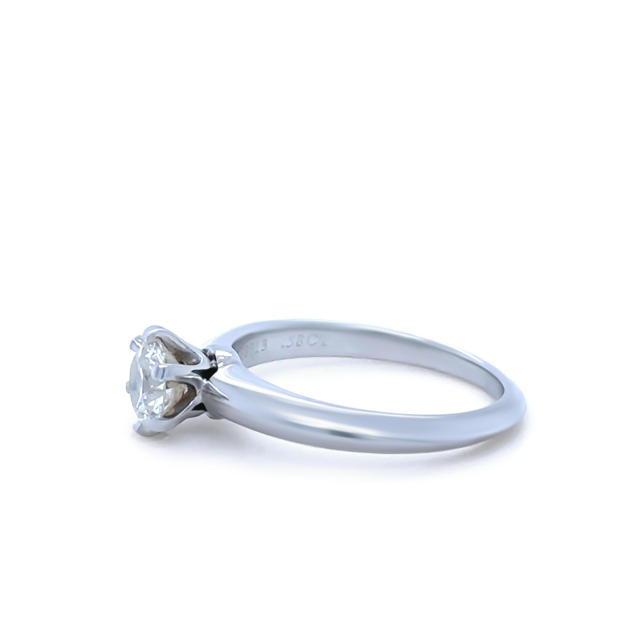 Tiffany & Co Platinum Diamond Solitaire Ring 0.58ct In Excellent Condition For Sale In SYDNEY, NSW