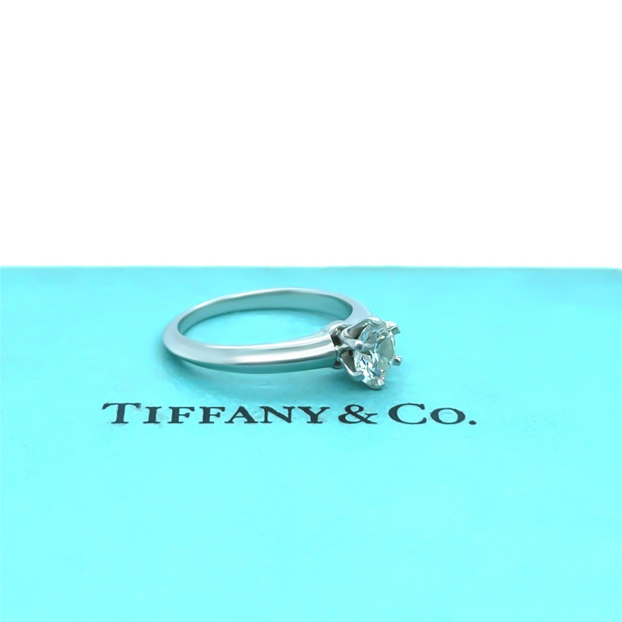 Women's Tiffany & Co Platinum Diamond Solitaire Ring 0.58ct For Sale