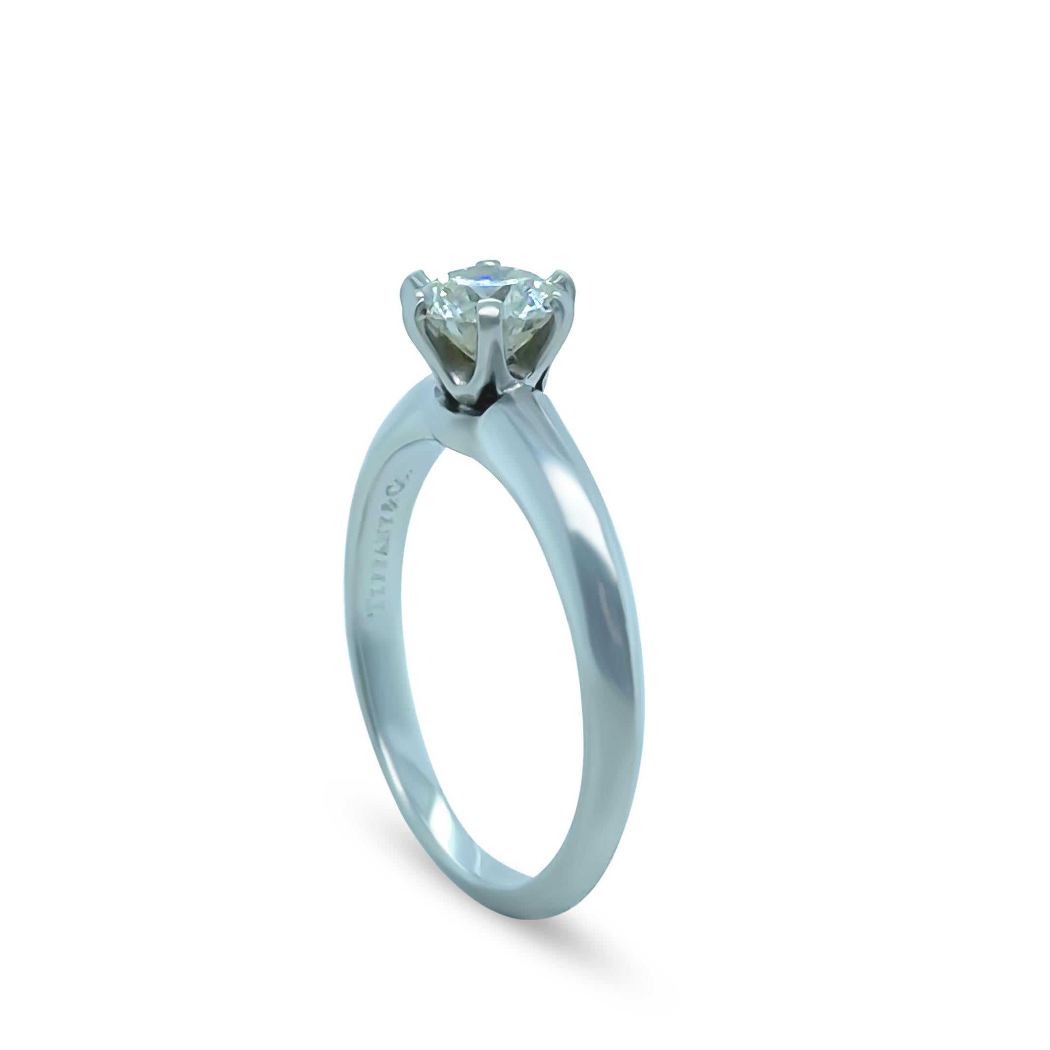 Tiffany & Co Platinum Diamond Solitaire Ring 0.58ct For Sale 1