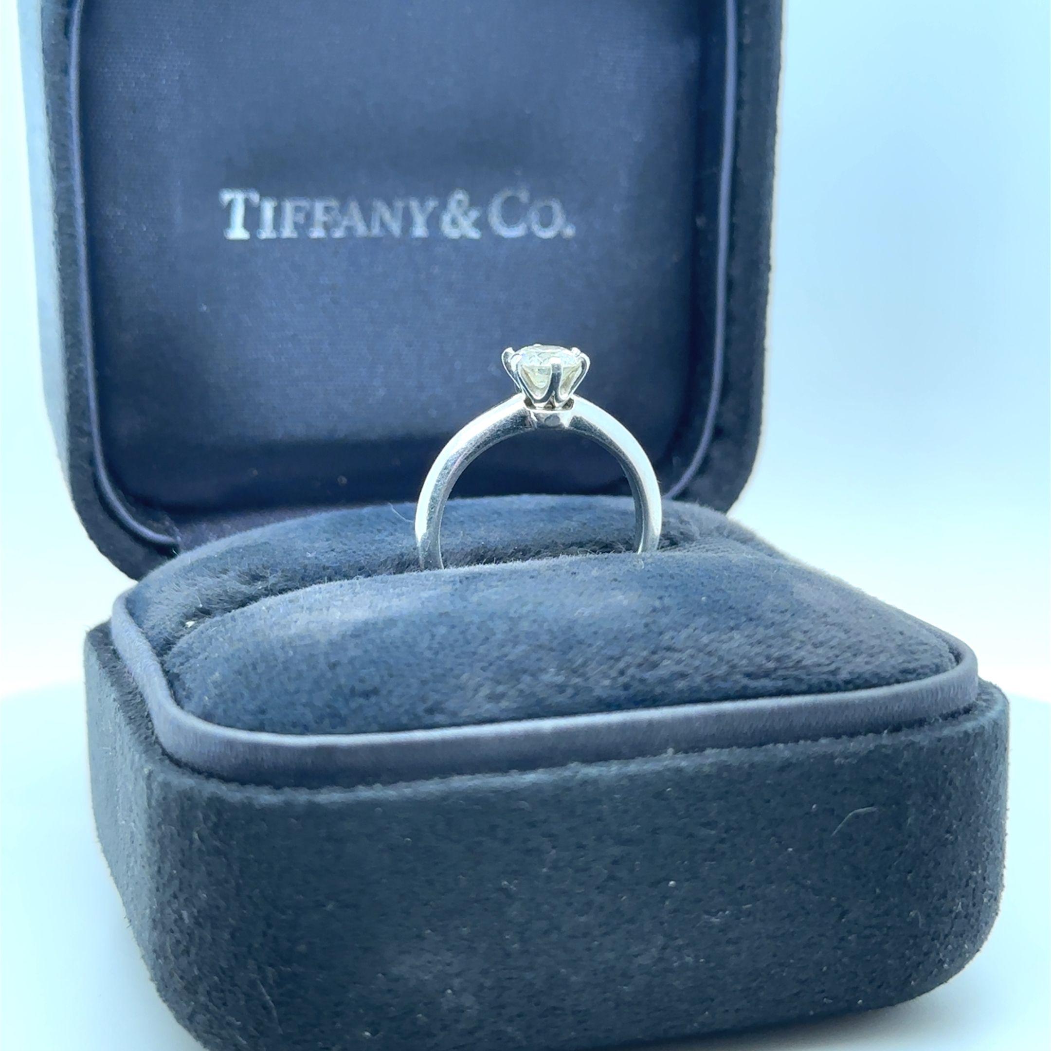 Tiffany & Co Platinum Diamond Solitaire Ring 0.58ct For Sale 2