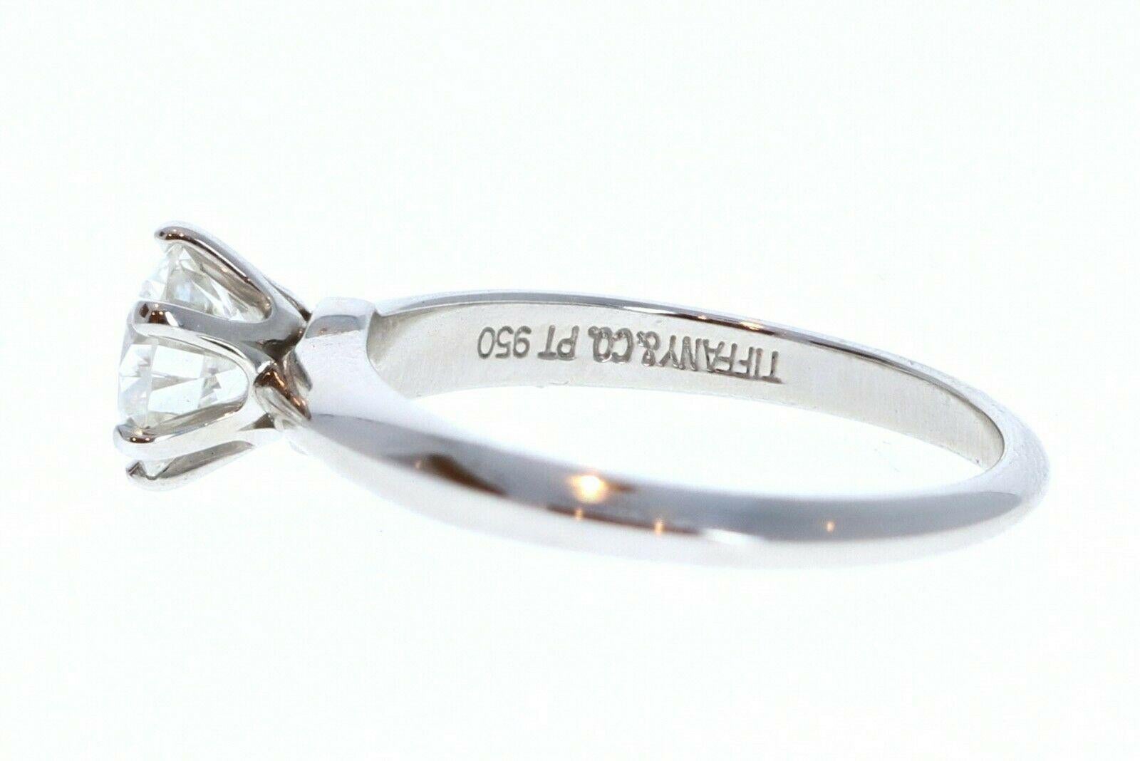 Round Cut Tiffany & Co. Platinum & Diamond Solitaire Ring 0.71ctw H VVS For Sale