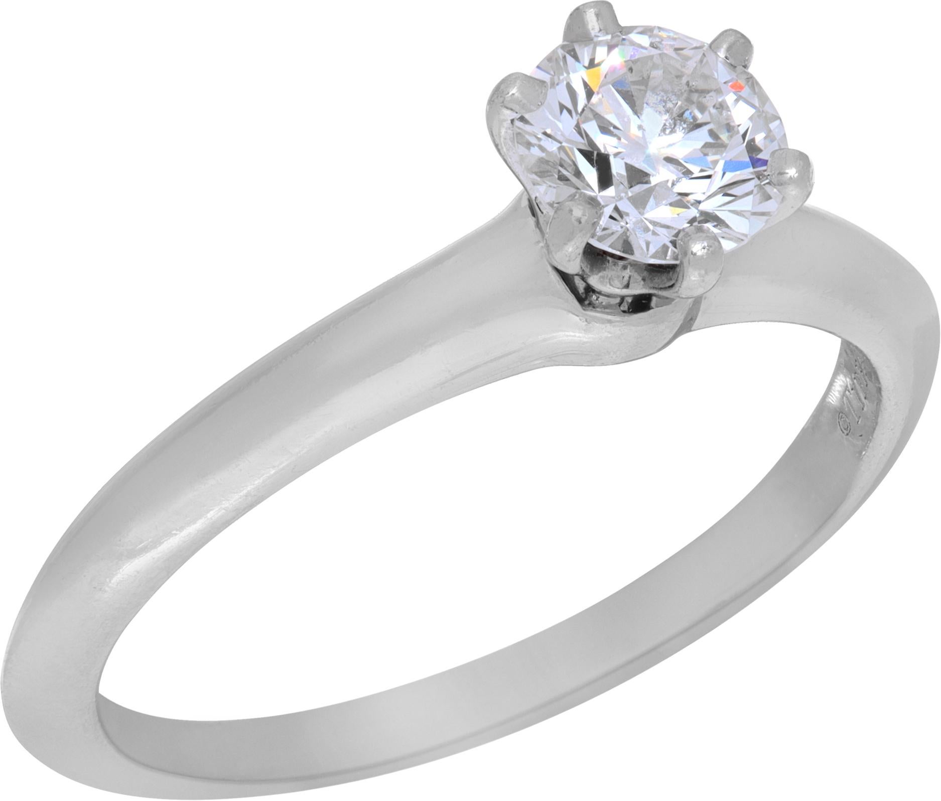 Tiffany & Co. Platinum Diamond Solitaire Ring In Excellent Condition For Sale In Surfside, FL