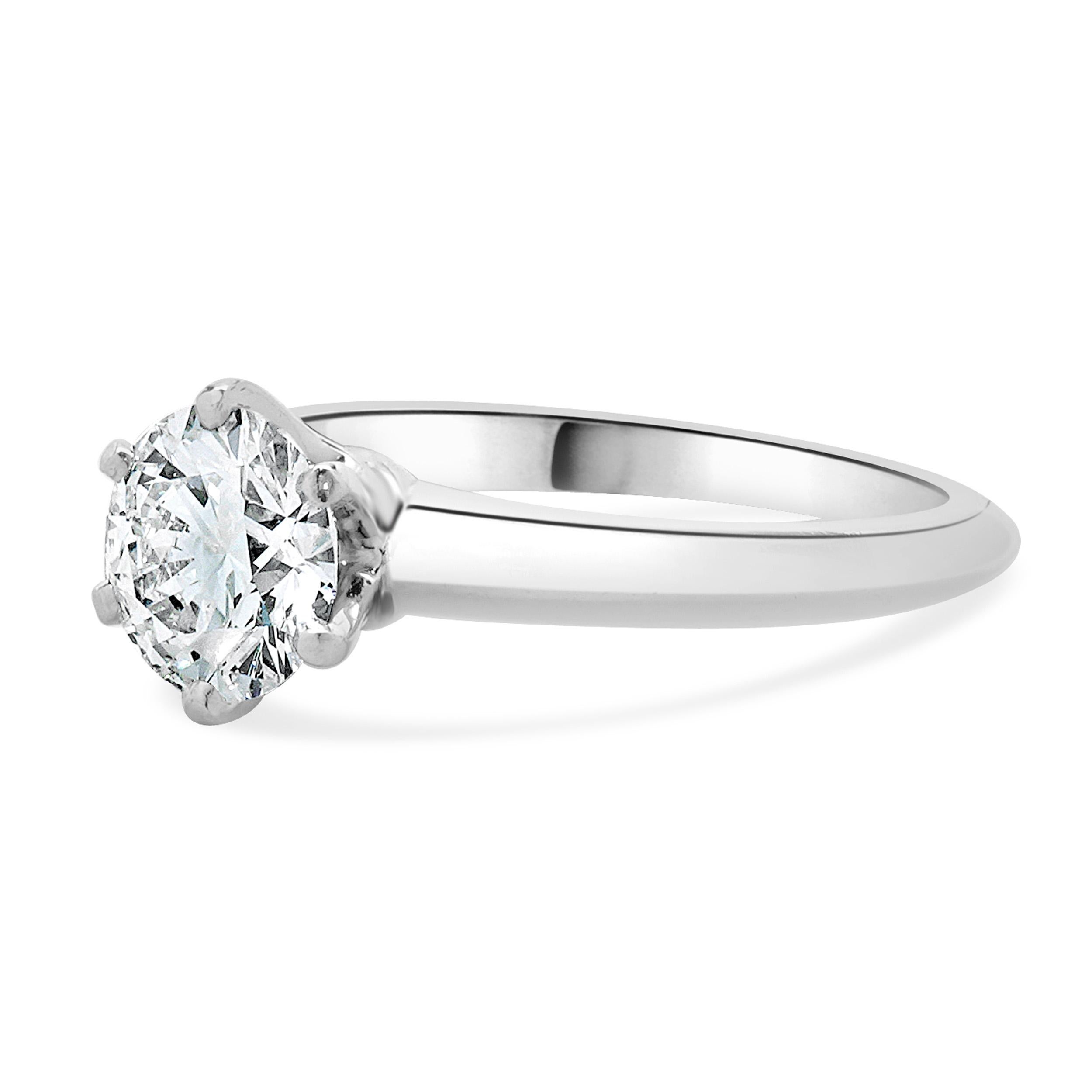 Tiffany & Co. Platinum Diamond Solitaire Ring In Excellent Condition For Sale In Scottsdale, AZ
