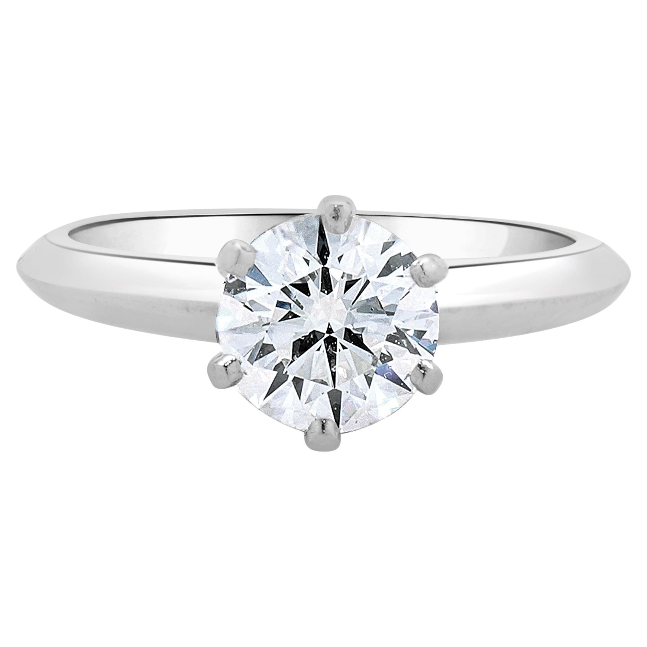 Tiffany & Co. Platinum Diamond Solitaire Ring For Sale