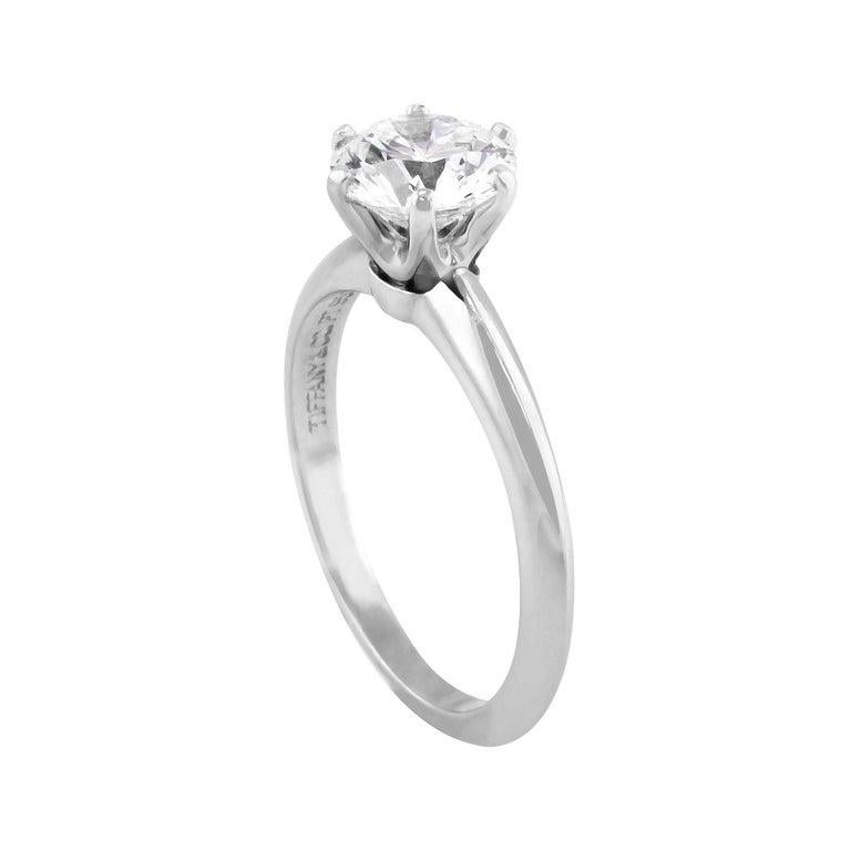 Brilliant Cut Tiffany & Co. Platinum Diamond Solitaire Ring GIA Certified For Sale