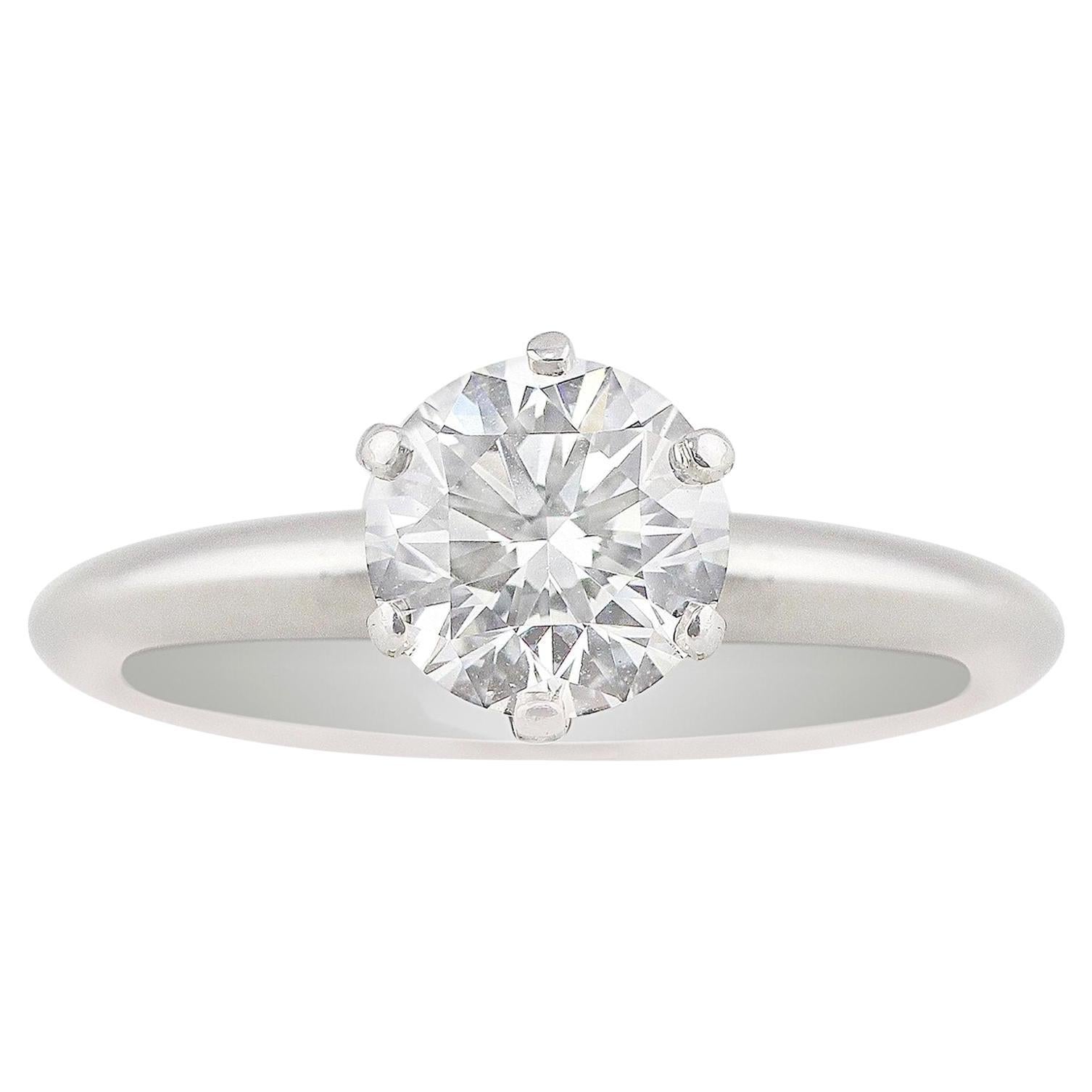 Tiffany & Co. Platinum Diamond Solitaire Ring GIA Certified For Sale